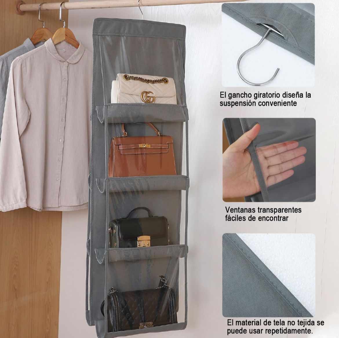 Organizador de Bolsos 8 Puestos 👜 | Ordena tu clóset en minutos y gana espacio ✨