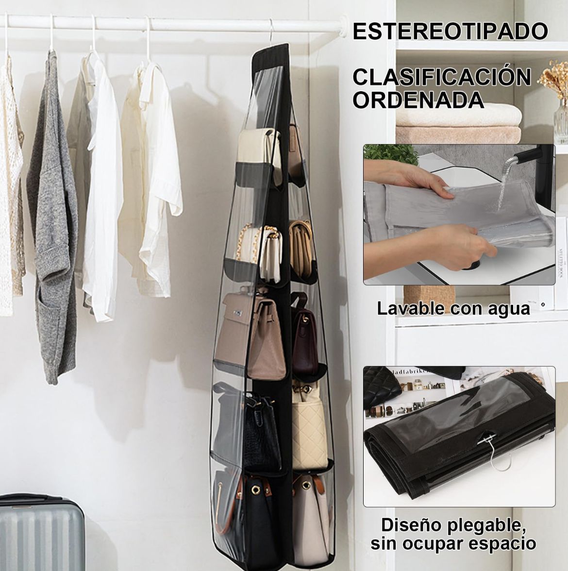 Organizador de Bolsos 8 Puestos 👜 | Ordena tu clóset en minutos y gana espacio ✨