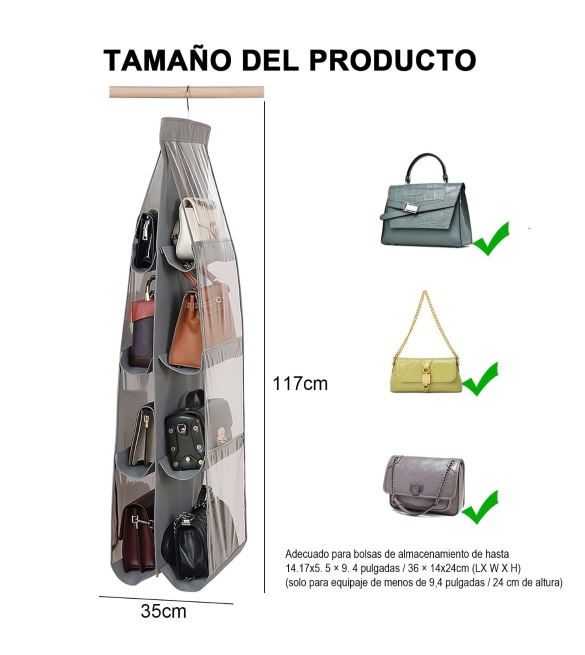 Organizador de Bolsos 8 Puestos 👜 | Ordena tu clóset en minutos y gana espacio ✨